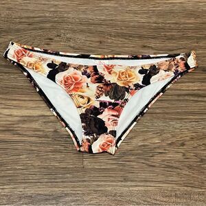 2 Chillies Swimwear Bikini Floral Bottom Cream Coral Brown Tan Size 6